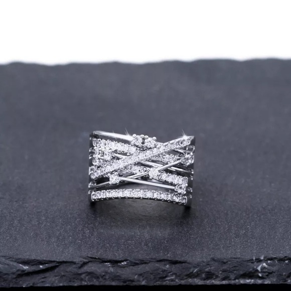 Luxury 925 Silver Wedding Rings White Sapphire - Picture 2 of 6